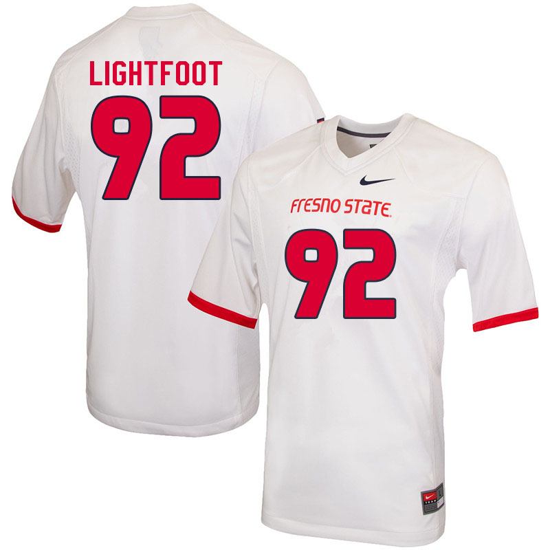 Men #92 Gavriel Lightfoot Fresno State Bulldogs College Football Jerseys Sale-White